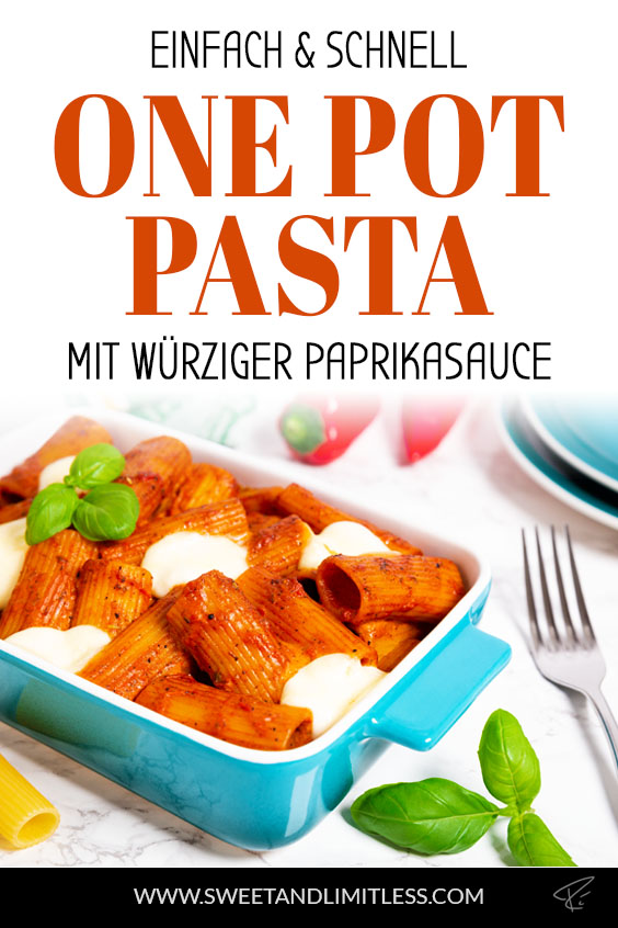 One Pot Pasta mit würziger Paprikasauce Pinterest Cover